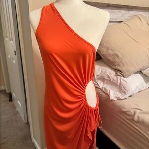 Orange One-Shoulder Dress